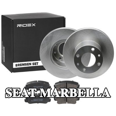 RIDEX مجموعة أقراص الفرامل والوسادات للمحور الأمامي, صلب — SEAT Marbella