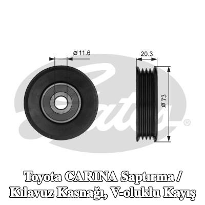 GATES Saptırma / kılavuz kasnağı, V-ribbed kayış DriveAlign, Micro-V® UNIQUE FIT, Outer Diameter: 73mm, oluklu — Toyota Carina