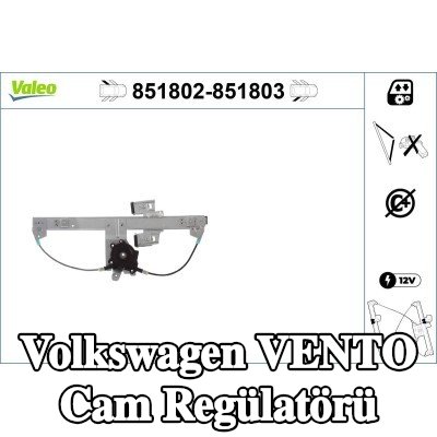 VALEO Sol arka cam regülatörü, Elektrikli, elektrik motoru olmadan — Volkswagen Vento