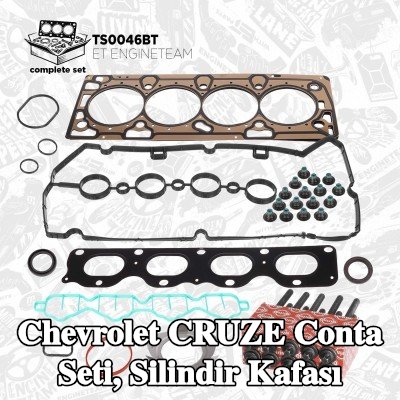 ET ENGINETEAM Conta seti, silindir kapağı vida seti ile silindir kapağı, valf gövdesi contalı — Chevrolet Cruze