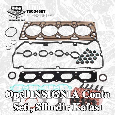 ET ENGINETEAM Conta seti, silindir kapağı vida seti ile silindir kapağı, valf gövdesi contalı — Opel Insignia