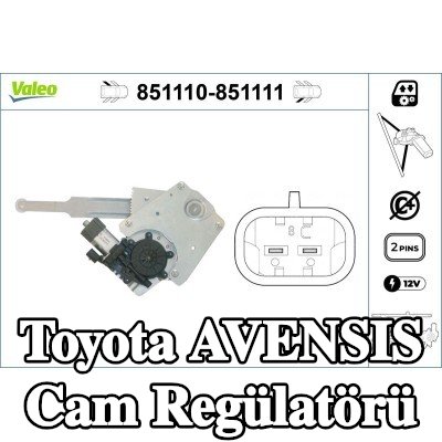 VALEO Sağ arka cam regülatörü, Elektrikli, elektrik motorlu — Toyota Avensis