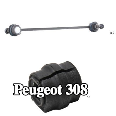 RIDEX طقم إصلاح, جلبة قضيب مانع الانقلاب المحور الأمامي كلا الجانبين, مع قضيب توصيل — 2012 Peugeot 308
