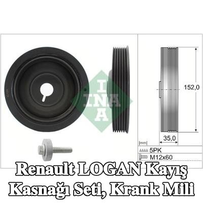 INA Kayış Kasnağı Seti, krank mili — 2006 Renault Logan