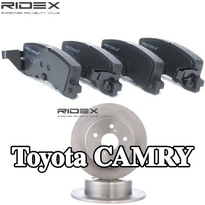 RIDEX مجموعة أقراص الفرامل والوسادات للمحور الخلفي, صلب — Toyota Camry
