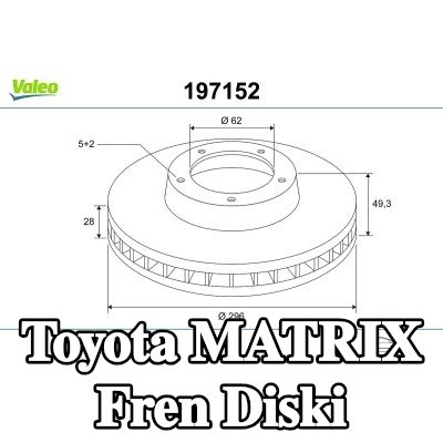 VALEO Ön aks fren diski, Outer Diameter: 296mm, Havalandırmalı — Toyota Matrix