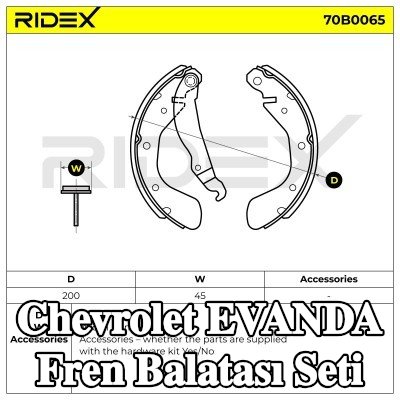 RIDEX Arka aks fren pabucu seti, 200mm, kol — Chevrolet Evanda