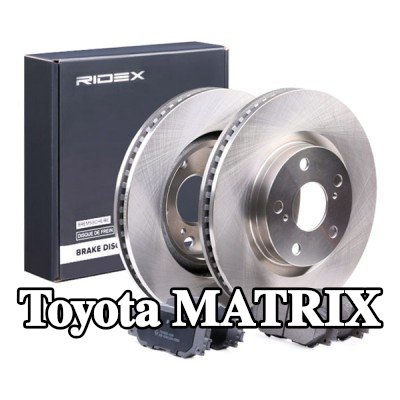 RIDEX مجموعة أقراص الفرامل والوسادات للمحور الأمامي, مُهوى, مع لوحة مانعة للصرير — Toyota Matrix