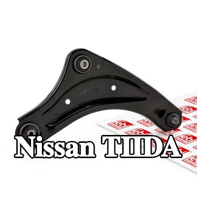 FEBI BILSTEIN ذراع التعليق للمحور الأمامي الأيمن, السفلي, الفولاذ, مع وصلة كروية, مع حامل مطاطي — Nissan Tiida