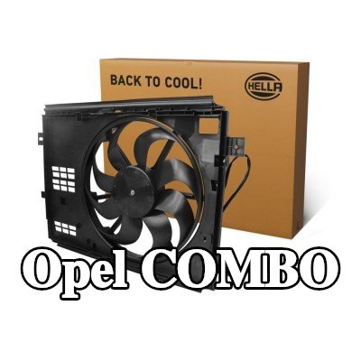 HELLA مروحة, المبرد 426mm, مع غطاء مروحة المبرد, بدون مقاوم — Opel Combo