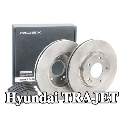 RIDEX مجموعة أقراص الفرامل والوسادات للمحور الأمامي, مُهوى, مع لوحة مانعة للصرير — Hyundai Trajet