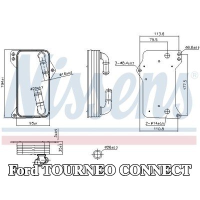 NISSENS مبرد زيت ناقل الحركة الأوتوماتيكي مع حشيات/أختام, بدون غطاء فلتر الزيت — Ford Tourneo Connect