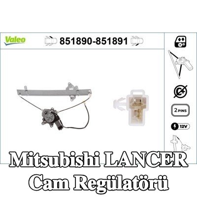 VALEO Cam regülatörü Sağ Ön, Elektrikli, elektrik motorlu — 2012 Mitsubishi Lancer