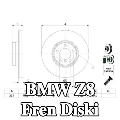 BOSCH Fren diski Dış Çap: 334mm, Havalandırmalı, Kaplamalı, cıvata/vida ile — BMW Z8