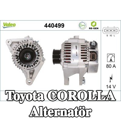 VALEO Alternatör YENİDEN ÜRETİLMİŞ PREMIUM, 80A — 2000 Toyota Corolla