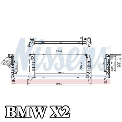 NISSENS مبرد المحرك بدون غطاء, بدون خزان التمدد, مع حشيات/مانعات تسرب — BMW X2