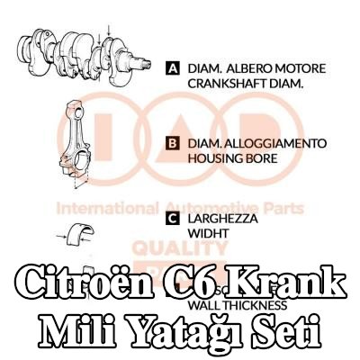 IAP QUALITY PARTS Krank mili yatağı seti — 2005 Citroën C6