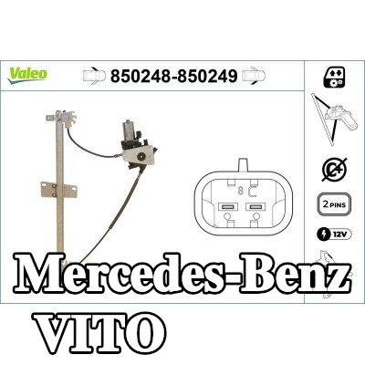 VALEO مُحرك النوافذ الأمامي الأيمن, كهربائي, مع محرك كهربائي — 2002 Mercedes-Benz Vito
