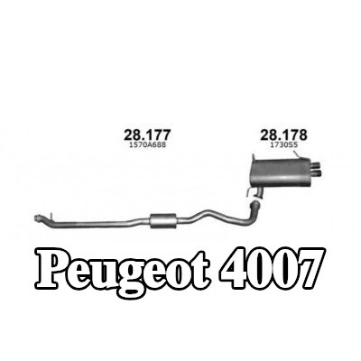 IZAWIT كاتم صوت وسط مركزي, 2000mm — Peugeot 4007