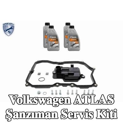 VAICO Aksesuarlarla birlikte şanzıman servis kiti, cıvata/vida ile, standart yağ değişimi için yağ miktarı ile, yağ karteri contalı — Volkswagen Atlas