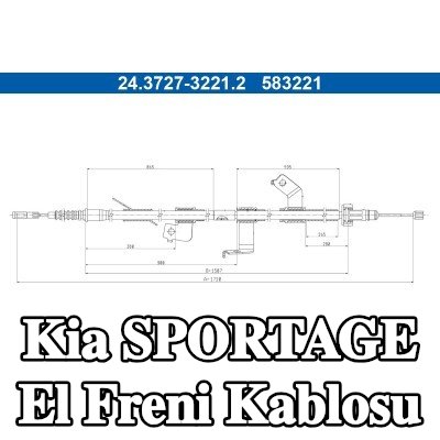 ATE El freni kablosu 1720mm — 2017 Kia Sportage