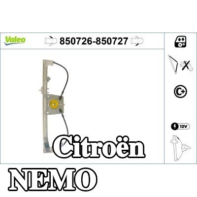 VALEO مُحرك النوافذ الأمامي الأيمن, كهربائي, بدون محرك كهربائي — Citroën Nemo