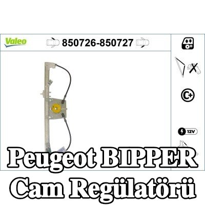 VALEO Cam regülatörü Sağ Ön, Elektrikli, elektrik motoru olmadan — Peugeot Bipper