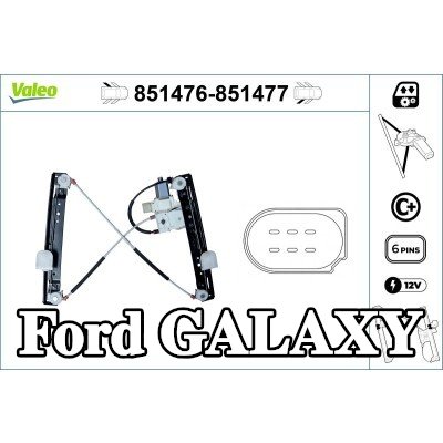 VALEO مُحرك نافذة خلفي أيمن, كهربائي, مع محرك كهربائي — Ford Galaxy