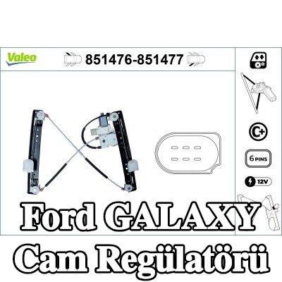 VALEO Sağ arka cam regülatörü, Elektrikli, elektrik motorlu — Ford Galaxy