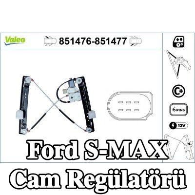 VALEO Sağ arka cam regülatörü, Elektrikli, elektrik motorlu — Ford S-max