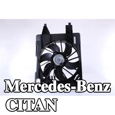 NISSENS مروحة, المبرد 380mm, مع غطاء مروحة المبرد, بدون مقاوم, بدون وحدة التحكم — Mercedes-Benz Citan