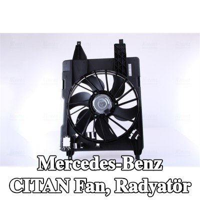 NISSENS Fan, radyatör 380mm, radyatör fan kapağı, direnç olmadan, kontrol ünitesi olmadan — Mercedes-Benz Citan