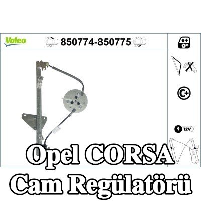 VALEO Cam regülatörü Sağ Ön, Elektrikli, elektrik motoru olmadan — Opel Corsa