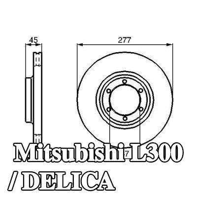 BOSCH القطر الخارجي لقرص المكابح: 277, 2mm, مُهوى, مزود بفتحات تهوية داخلية, مشحم — 2000 Mitsubishi L300 / Delica