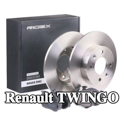 RIDEX مجموعة أقراص الفرامل والوسادات للمحور الأمامي, صلب — 1995 Renault Twingo
