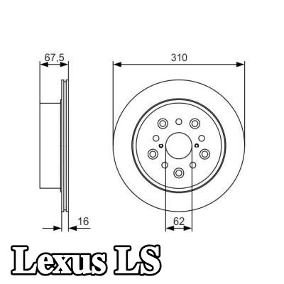 BOSCH القطر الخارجي لقرص المكابح: 310mm, مُهوى, مشحم — Lexus Ls