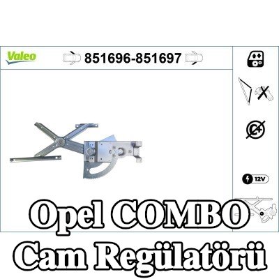 VALEO Sol ön cam regülatörü, Elektrikli, elektrik motoru olmadan — Opel Combo