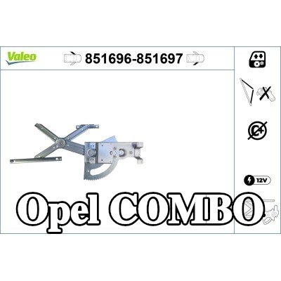 VALEO مُحرك نافذة أمامي أيسر, كهربائي, بدون محرك كهربائي — Opel Combo