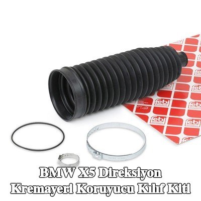 FEBI BILSTEIN Sol ön aks direksiyon kremayeri kılıfı kiti, kelepçeli — 2002 BMW X5