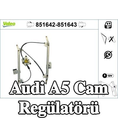 VALEO Sol ön cam regülatörü, Elektrikli, elektrik motoru olmadan — Audi A5