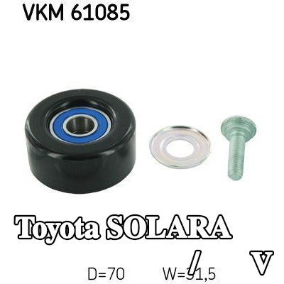 SKF بكرة الانحراف/التوجيه, V-ribbed belt Ø: 70mm — Toyota Solara