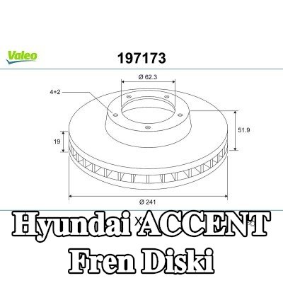 VALEO Ön aks fren diski, Outer Diameter: 241mm, Havalandırmalı — 1997 Hyundai Accent