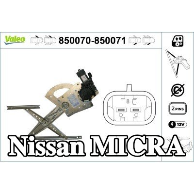 VALEO مُحرك النوافذ الأمامي الأيمن, كهربائي, مع محرك كهربائي — 2002 Nissan Micra