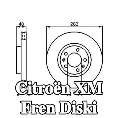 BOSCH Fren diski Dış Çap: 283mm, Havalandırmalı, içten havalandırmalı, Yağlanmış, cıvata/vida ile — Citroën Xm
