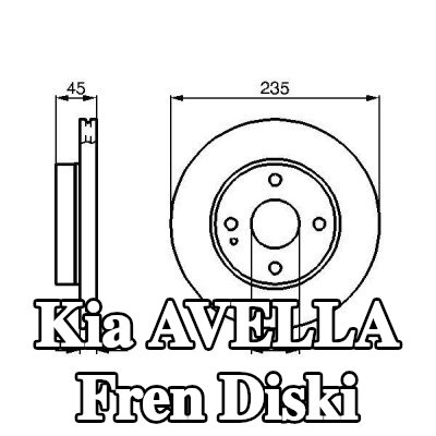 BOSCH Fren diski Dış Çap: 235mm, Havalandırmalı, içten havalandırmalı, Yağlanmış — Kia Avella