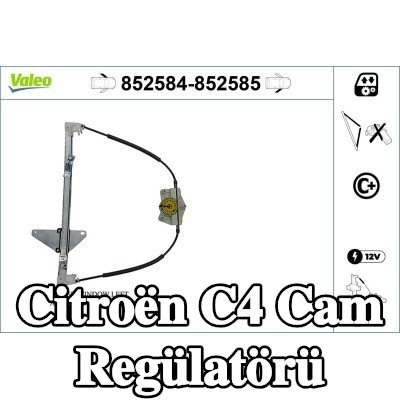 VALEO Sol ön cam regülatörü, Elektrikli, elektrik motoru olmadan — 2005 Citroën C4