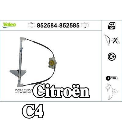 VALEO مُحرك نافذة أمامي أيسر, كهربائي, بدون محرك كهربائي — 2004 Citroën C4