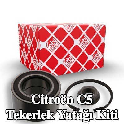 FEBI BILSTEIN ABS sensör halkalı tekerlek yatağı kiti, entegre manyetik sensör halkalı, tutma halkası, aks somunu ile — Citroën C5