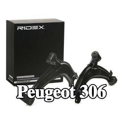 RIDEX طقم إصلاح ذراع التحكم للمحور الأمامي, مع حامل مطاطي — Peugeot 306