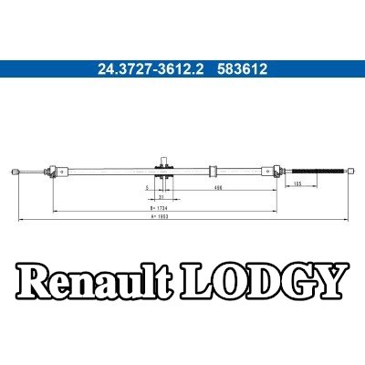 ATE كابل فرامل اليد 1953mm — Renault Lodgy
